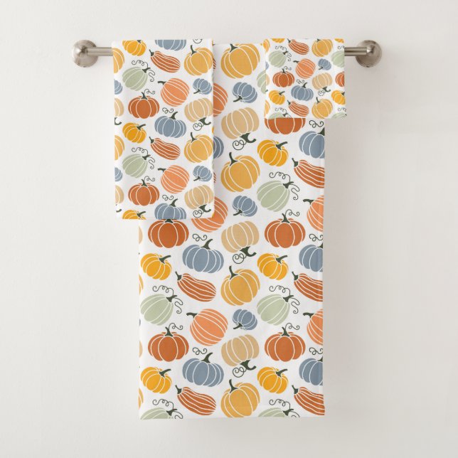 Colourful Pumpkin Gourd Pattern Bath Towel Set (Insitu)