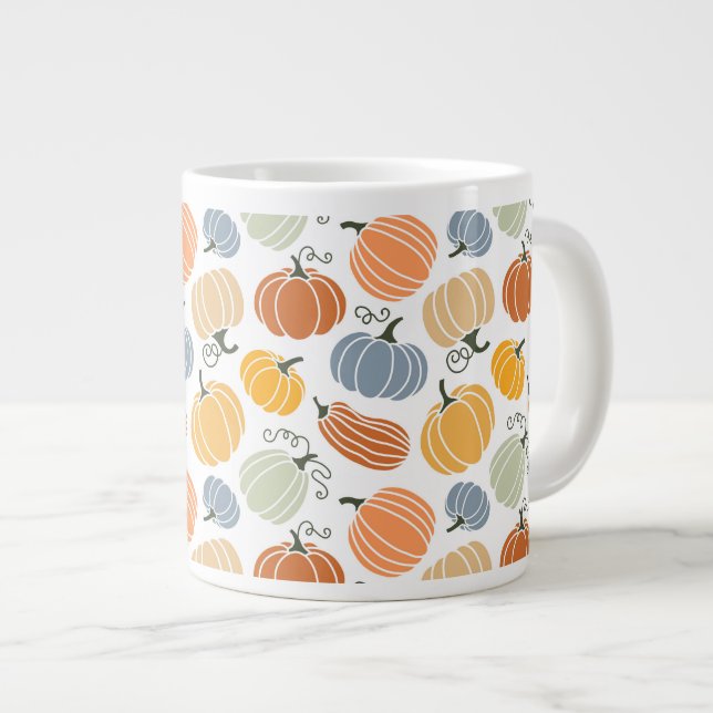Colourful Pumpkin Gourd Pattern Large Coffee Mug (Front Right)