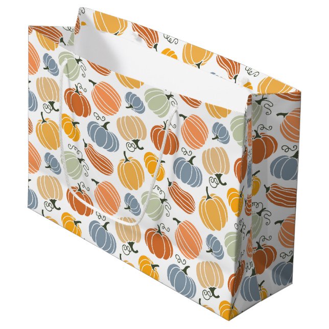 Colourful Pumpkin Gourd Pattern Large Gift Bag (Front Angled)