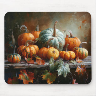 Colourful Pumpkins and Leaves Vintage Mouse Pad