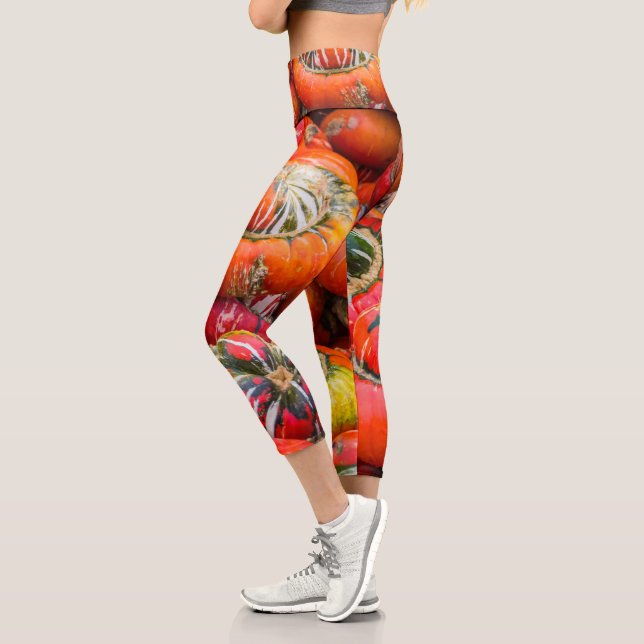 Colourful pumpkins capri leggings (Left)