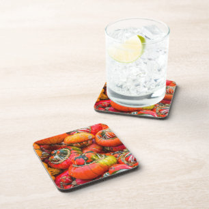 Colourful pumpkins coaster
