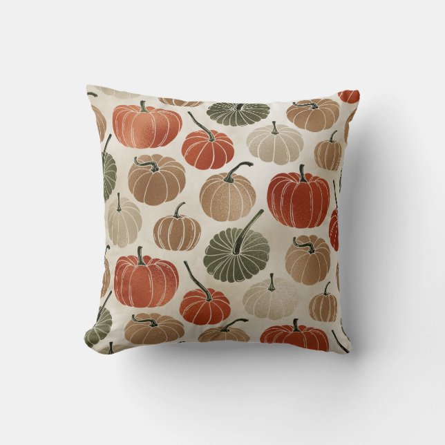 Colourful Pumpkins Fall Throw Pillow (Front)