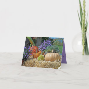 Colourful Pumpkins Gourds Flowers Hay Customized Card