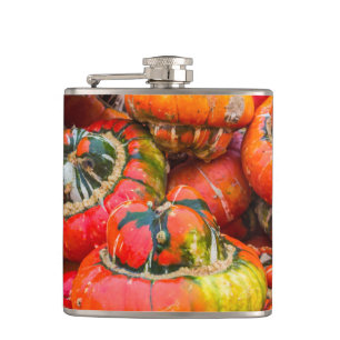 Colourful pumpkins hip flask