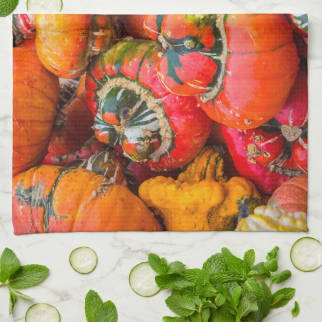 Colourful pumpkins kitchen towel (Folded)