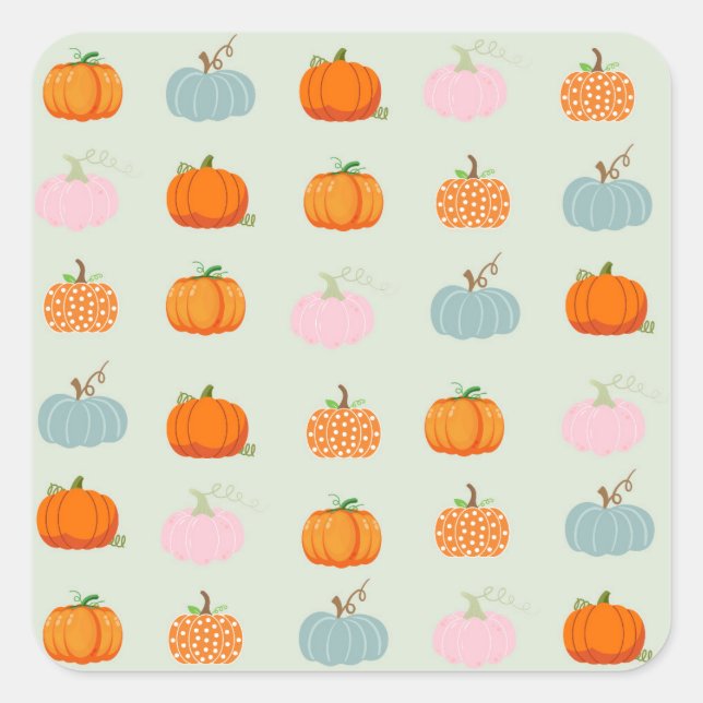 Colourful Pumpkins Square Sticker (Front)