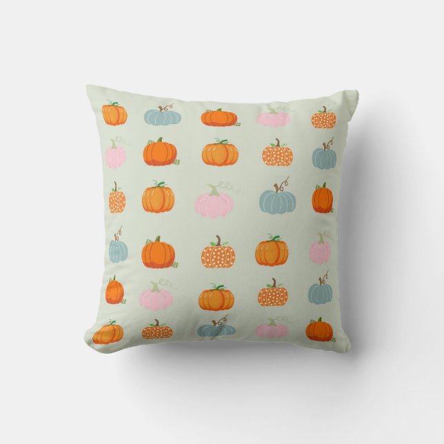Colourful Pumpkins Throw Pillow (Front)