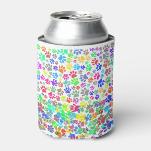 Colourful Puppy Paw Pattern Can Cooler