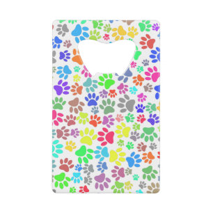 Colourful Puppy Paw Pattern Credit Card Bottle Opener