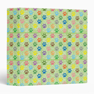 Colourful puppy paw prints binder