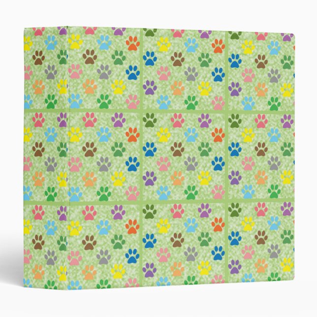Colourful puppy paw prints binder (Front/Spine)