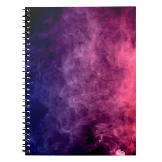 Colourful purple and blue smoke clouds on dark bac notebook (Front)