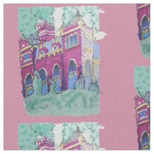 Colourful Purple Castle in Budapest Fabric