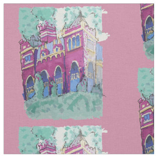 Colourful Purple Castle in Budapest Fabric