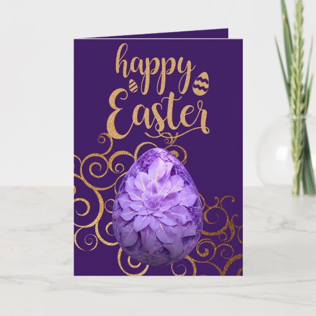 Colourful Purple Easter Egg Holiday Card (Front)