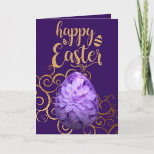Colourful Purple Easter Egg Holiday Card