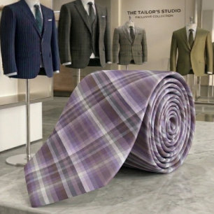 Colourful Purple Fashion Inspired Chequered Stripe Tie