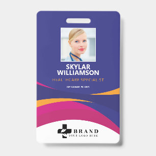 Colourful Purple Flowing Design Medical ID & Logo Badge