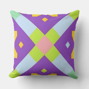 Colourful Purple Green Geometric X Abstract Throw Pillow