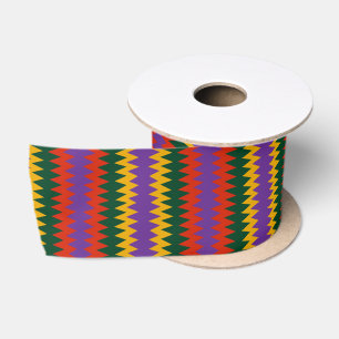 Colourful Purple Green Gold Zigzag Pattern Ribbon Satin Ribbon