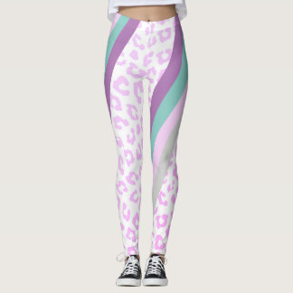 Colourful Purple Leopard Animal Print Leggings