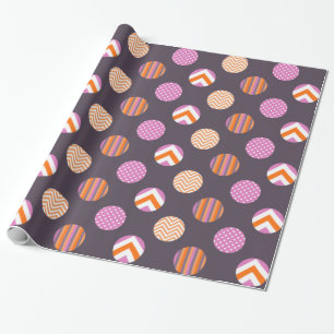 Colourful Purple, Pink & Orange Polka Dot Pattern Wrapping Paper