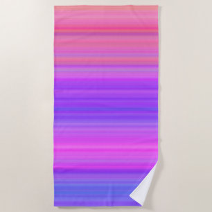 Colourful Purple Pink Stripes Beach Towel