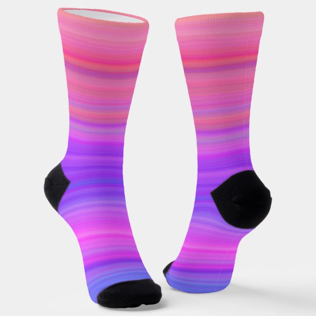 Colourful Purple Pink Stripes Pattern Socks (Angled)