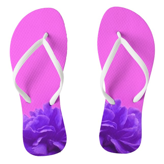 Colourful Purple Raspberry Floral Flip Flops (Footbed)