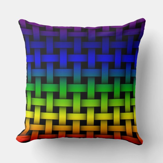 Colourful Purple Red Blue Yellow Green Rainbow Throw Pillow (Front)