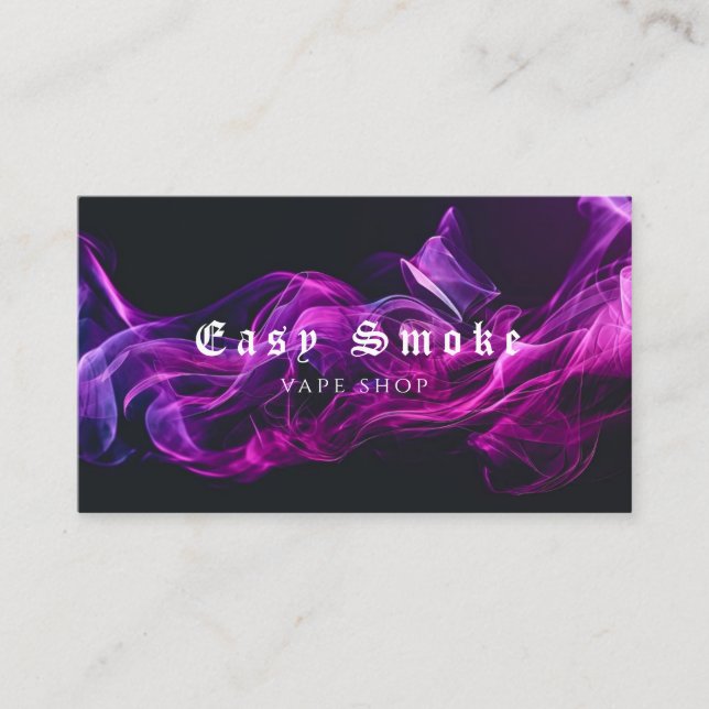 Colourful Purple Smoke Vape Shop Business Card (Front)