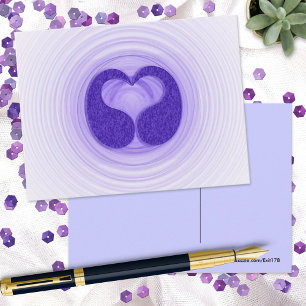 Colourful Purple Spirals Heart Artwork Hello Postcard
