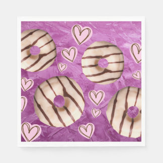 Colourful Purple Striped Doughnuts Paper Napkins