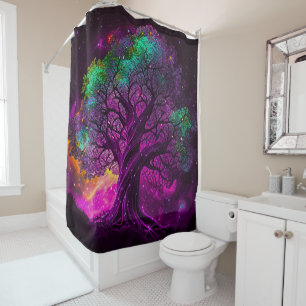 Colourful Purple Tree Stars Universe Artwork  