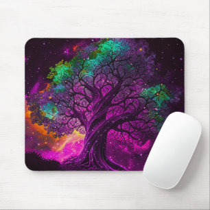 Colourful Purple Tree Stars Universe Artwork Mouse Pad