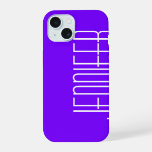 Colourful Purple & White, Minimalist, Jumbo Name iPhone 15 Case