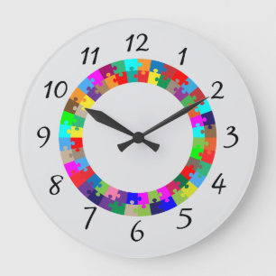 Colourful puzzle design large clock