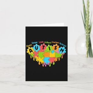 Colourful Puzzle Heart Love Retro Autism Awareness Card