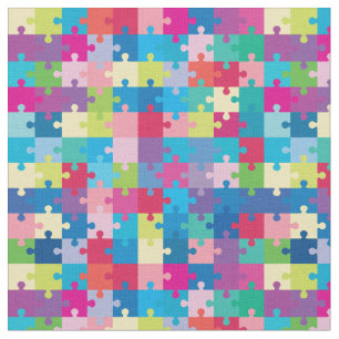 Colourful Puzzle Pattern Autism Awareness Fabric