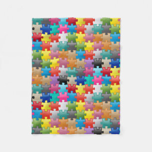 Colourful puzzle pattern fleece blanket