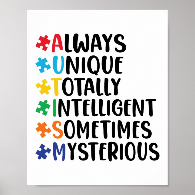 Colourful Puzzle Piece Autism Support Poster (Front)