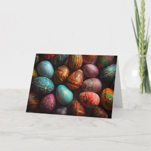Colourful pysanky Ukrainian Easter eggs Holiday Card
