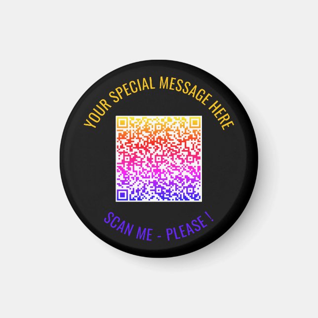 Colourful QR Code Custom Text and Colours Magnet (Front)