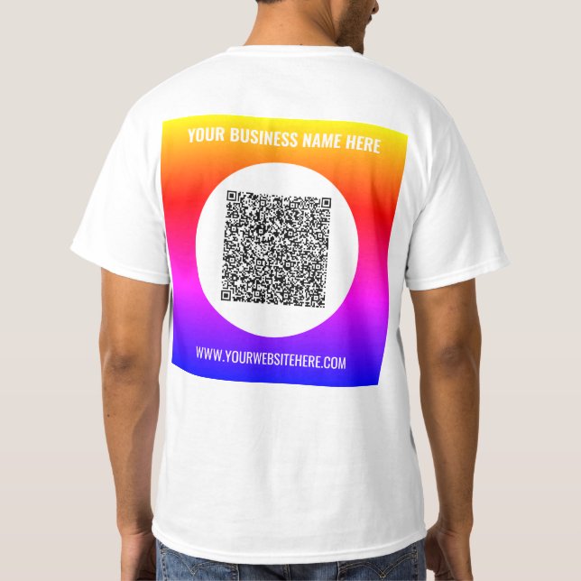 Colourful QR Code Info Custom Text Business T-Shir T-Shirt (Back)