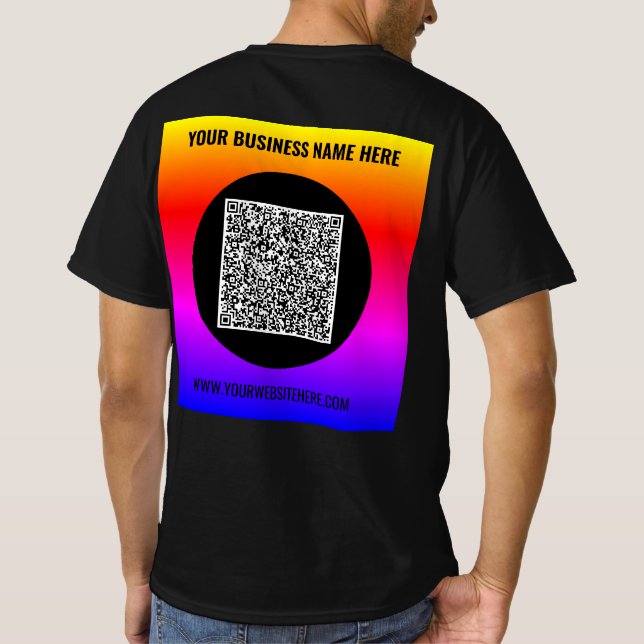Colourful QR Code Scan Custom Text Business T-Shir T-Shirt (Back)