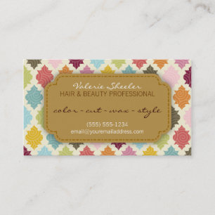 Colourful Quatrefoil Hair & Beauty Appointment Card