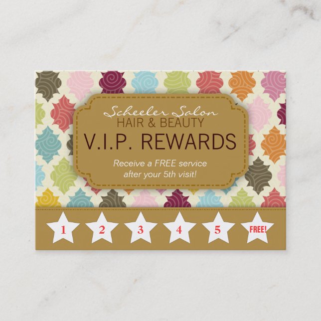 Colourful Quatrefoil - Salon Loyalty Rewards Card (Front)