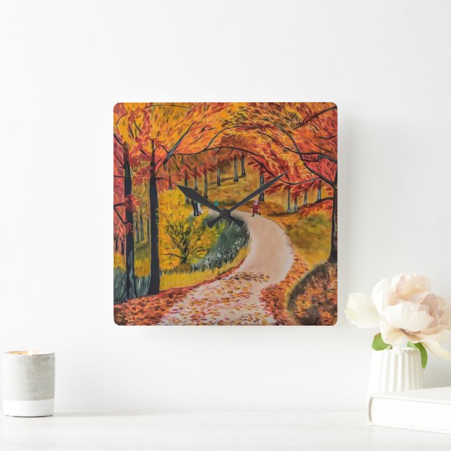 Colourful quiet forest square wall clock (Home)