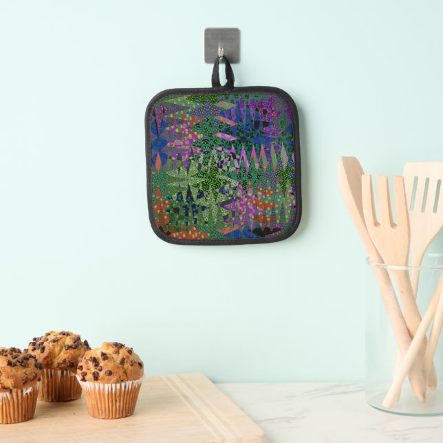 Colourful Quilt Design Oven Mitt Pot Holder (Insitu(Hanging))